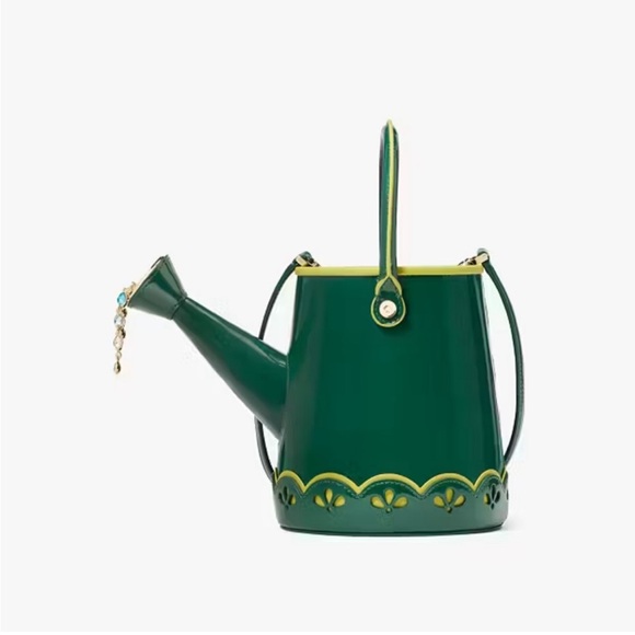 ♠️kate spade Harvest Time Watering Can Patent Fabric Crossbody, Green Multi NWT - Picture 5 of 16